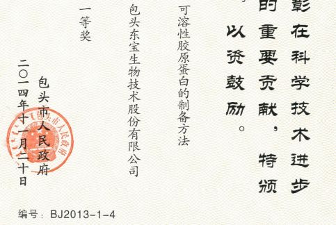 2013年包頭市科學(xué)進(jìn)步一等獎